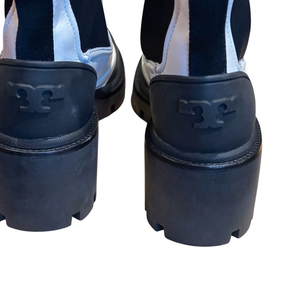 Tory Burch Black & White Chelsea Lug-sole Heeled Ankle Boot Sz: 9.5 - Picture 5 of 11